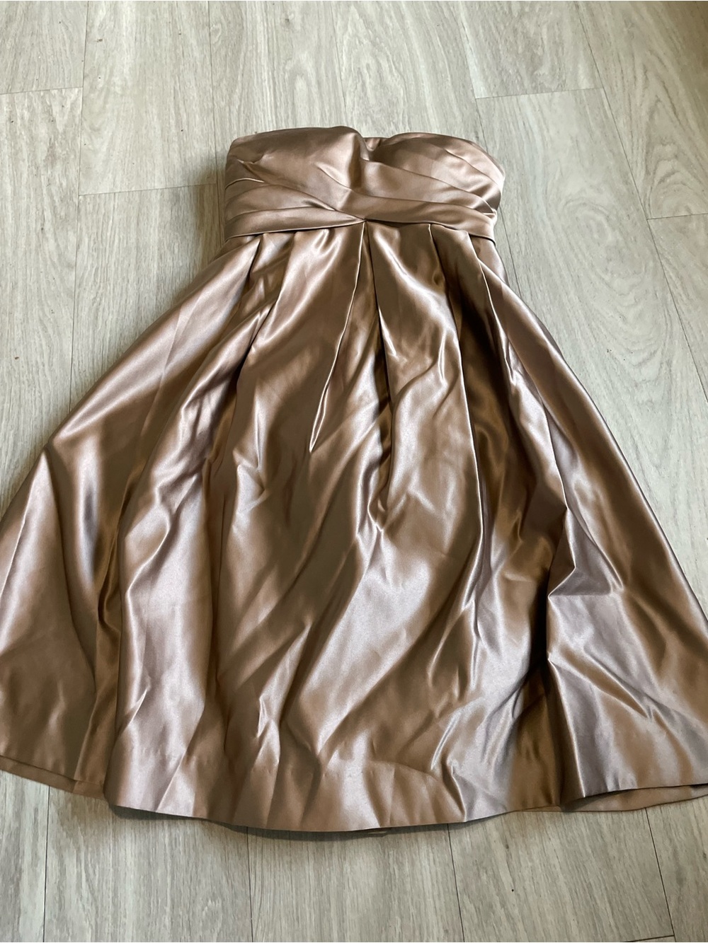 Bill Levkoff Strapless Satin Cocktail Dress in Bronze